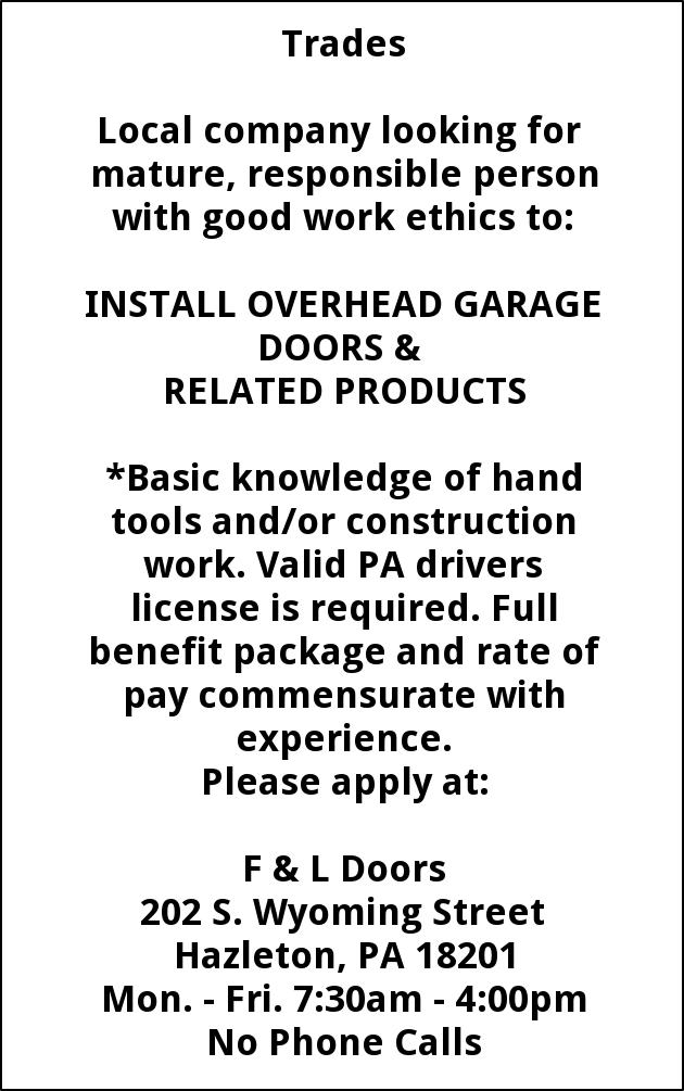 Installer Of Garage Doors F L Doors