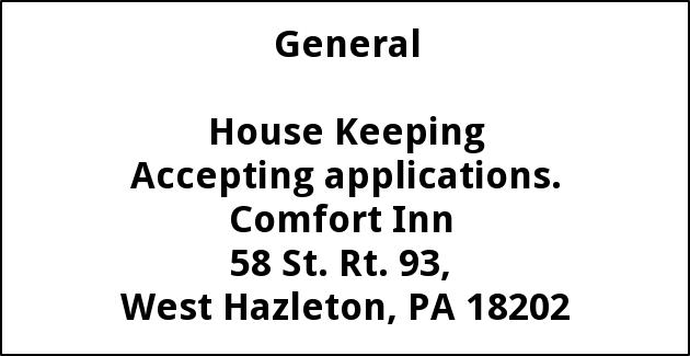 House Keeping Comfort Inn Hazleton Pa