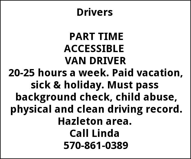 part time van driver jobs